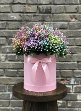 Цветочная композиция из Гипсофила и Розы в шляпной коробке в Каясуле