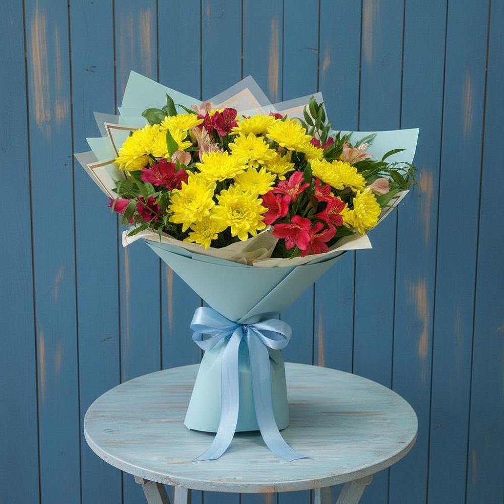 Букет цветов из: Альстромерии и Хризантемы в Каясуле