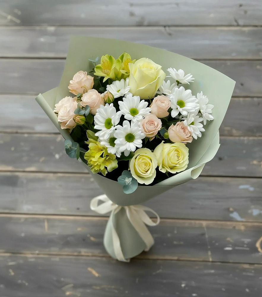 Букет цветов из: Альстромерии, Розы и Хризантемы в Каясуле