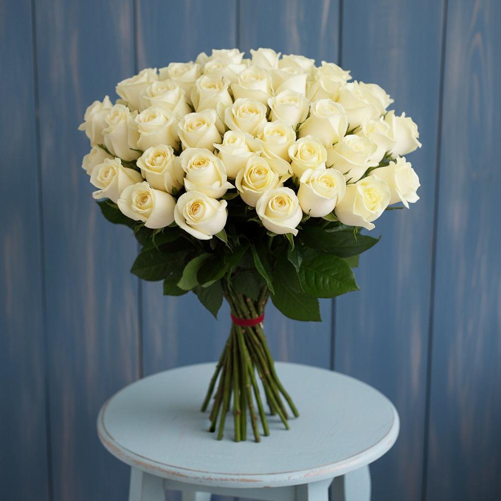 Букет 51 Белая роза Эдлесс Лав в Каясуле