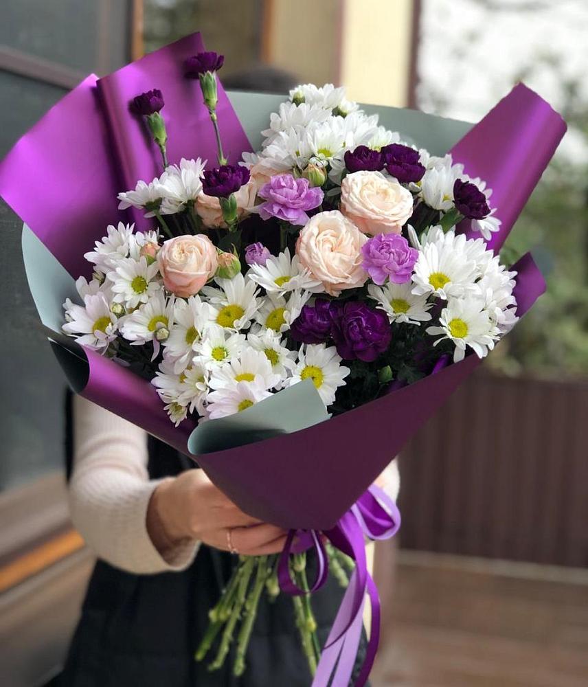 Букет цветов из: Хризантемы, Гвоздики и Розы в Каясуле