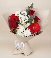 Букет цветов из:  Розы, Хризантемы, Герберы и Лилии в Каясуле