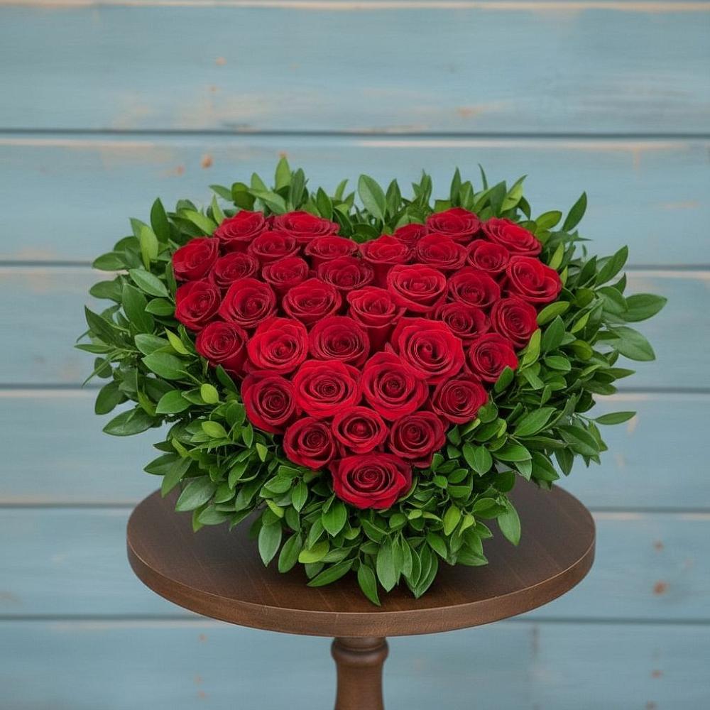 Цветочная композиция из Розы в виде сердца в Каясуле