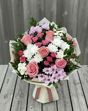 Букет цветов из:  Альстромерии, Гвоздики, Розы и Хризантемы #REPLACE_PRED# Каясуле