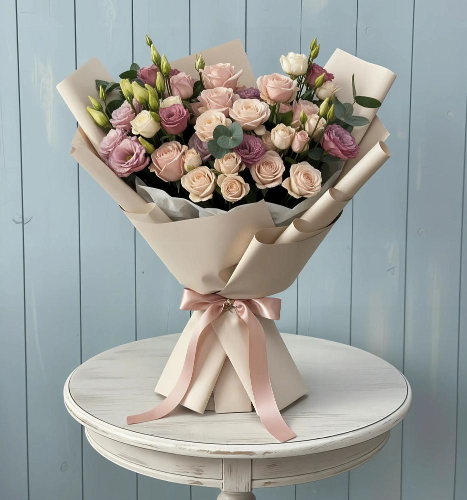 Букет цветов из: Розы и Лизиантусы в Каясуле