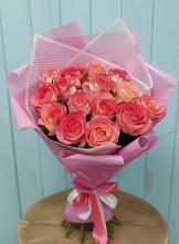 Букет 15 Розовых роз Равель #REPLACE_PRED# Каясуле