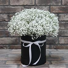 Цветочная композиция из Гипсофила в шляпной коробке в Каясуле