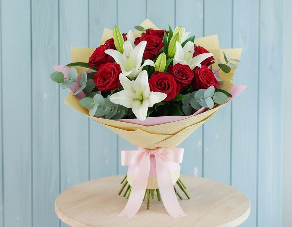 Букет цветов из: Лилии и Розы в Каясуле