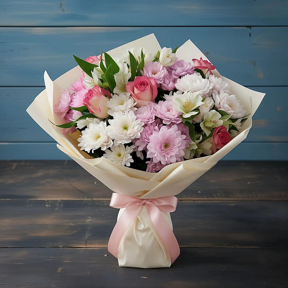 Букет цветов из: Хризантемы, Альстромерии и Розы в Каясуле